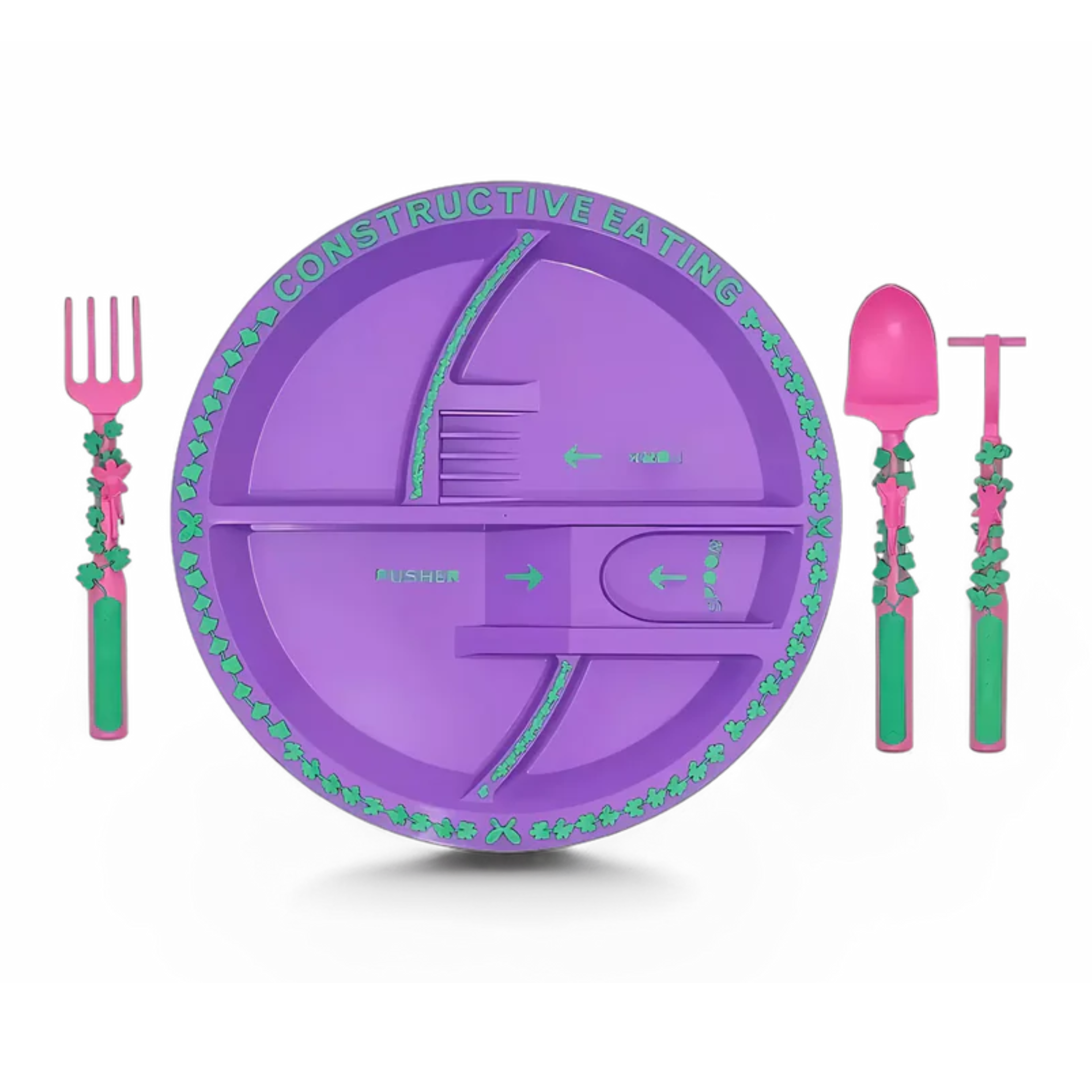 Criança aprendendo a comer sozinha com utensílios lúdicos