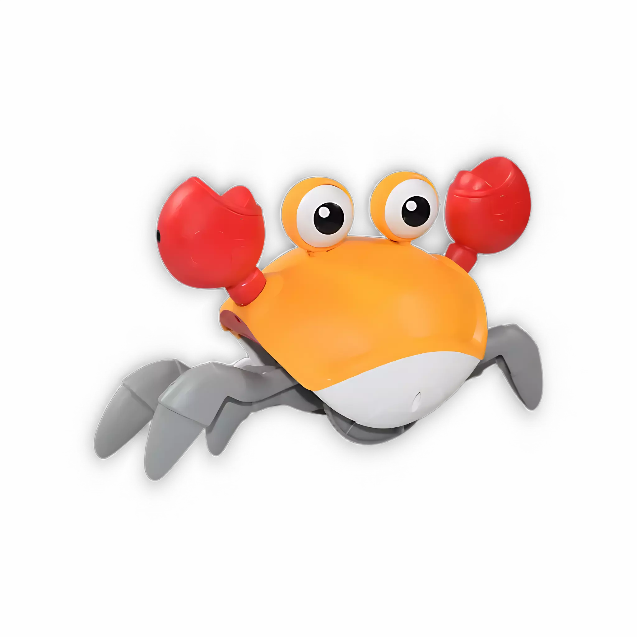 Caranguejo interativo que se move e toca música em uma superfície lisa.